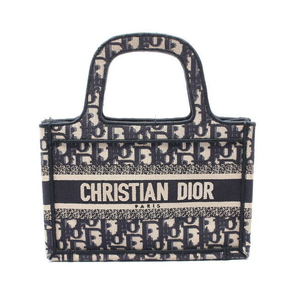 Dior BOOK TOTE Handbag Canvas Navy Blue Beige - Picture 1 of 7